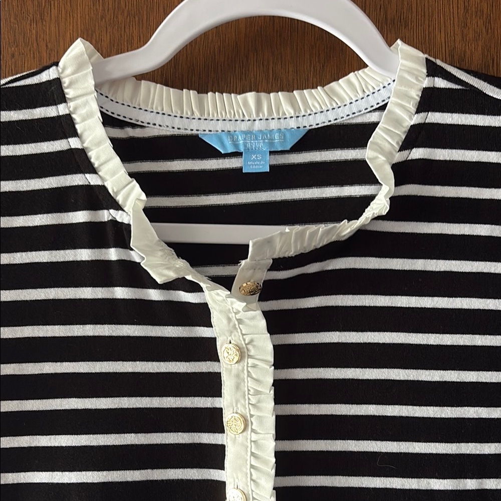 Draper James Black and White Striped Top